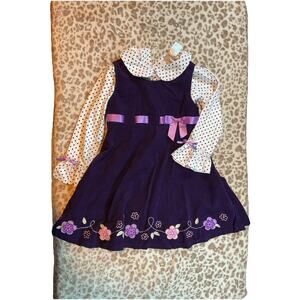 Blueberry Boulevard Corduroy Dress With Matching Shirt, Purple Size 6